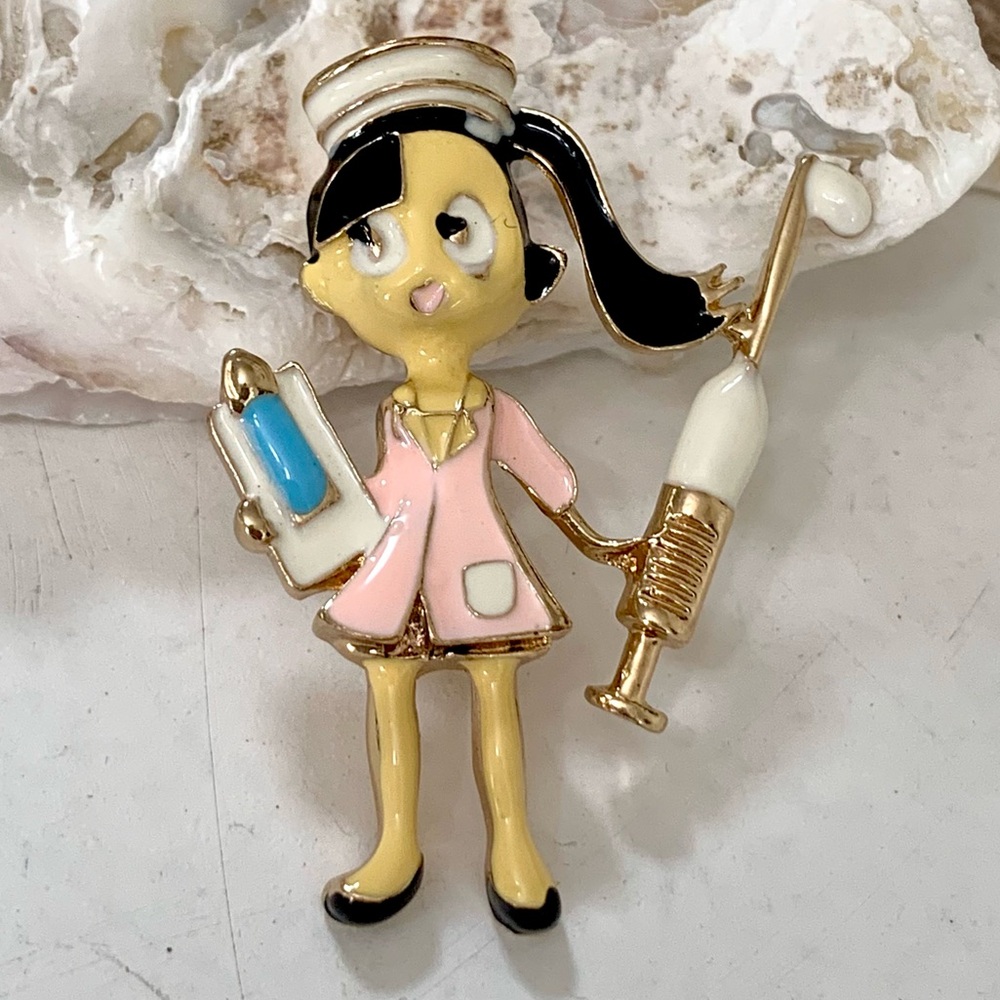 Hand Painted Nurse Pin